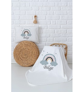 Pia Baby Premium %100 Pamuk Çift Kat Penye Battaniye ve Yastık Kılıfı Yenidoğan Kız Bebek Hediyesi 5027-10 (Ekru)