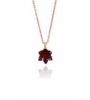 Lotus Model Yakut Taşlı Rose Gümüş Kolye