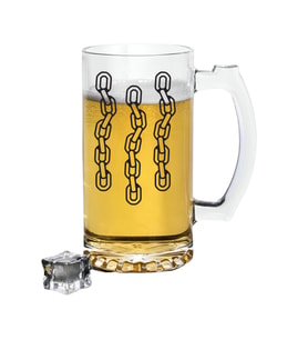 Zincir Baskılı Bira Bardağı - Bira Bardağı (Şeffaf)
