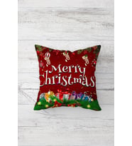 Merry Christmas Çift Tarafı Baskılı Gizli Fermuarlı Yastık Kılıfı Kırlent Koltuk Yastık Kılıfı (Koyu Kırmızı)