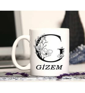 G BAŞ HARF VE İSİM YAZILI KUPA BARDAK ( SADE )