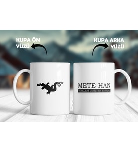 "Türkleri Dirilten Savaşçı" Yazılı Büyük Hun Devleti Figürlü Kupa (Beyaz)