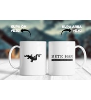 "Türkleri Dirilten Savaşçı" Yazılı Büyük Hun Devleti Figürlü Kupa (Beyaz)