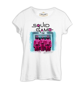 Squid Game - Kare Beyaz Kadın Tshirt