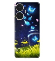 Realme C55 Kılıf Resimli Desenli Baskılı Silikon Flowers Fox 1309