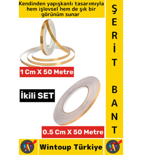 #Bant Kendinden Yapışkanlı Güçlü Su Geçirmez Karo Zemin Fayans Arası Şerit Derz Bant Goldi 2'li Set