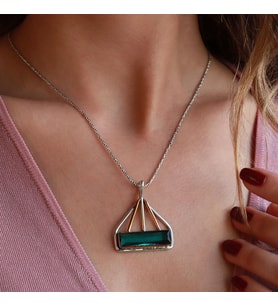 Peridot Taşlı El İşi Otantik 925 Ayar Gümüş Kolye