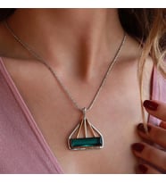 Peridot Taşlı El İşi Otantik 925 Ayar Gümüş Kolye