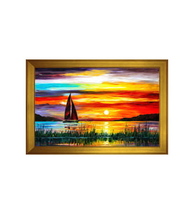 Manzara Temalı Kanvas Tablo 80 x 110 cm Gold Çerçeve