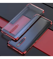 Oppo RX17 Pro Köşeleri Renkli Şeffaf Kamera Korumalı Kılıf (Gold)