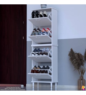 Modilayn UMAY' 2 Li Kapı Önü 52x 168 x26 cm’ lik 4 Düşer Kapak 8 Göz Bölmeli Ayakkabılık