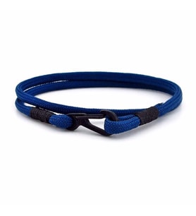 LACİVERT PARACORD METAL SİYAH KANCA SARMA ERKEK BİLEKLİK M011Q