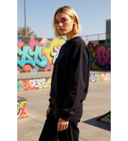 Kadın Bisiklet Yaka Düşük Kol %100 Pamuk Sweatshirt Fonksiyonel Dayanıklı Kaliteli Estetik