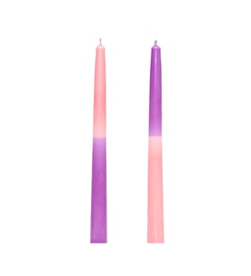 2'li Pembe-Mor Şamdan Mum Seti