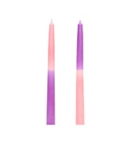 2'li Pembe-Mor Şamdan Mum Seti