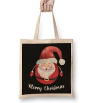 Yılbaşı Yeni Yıl Konseptli Merry Christmas Santa Bez Çanta Uzun Saplı
