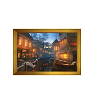 Manzara Temalı Kanvas Tablo 80 x 110 cm Gold Çerçeve