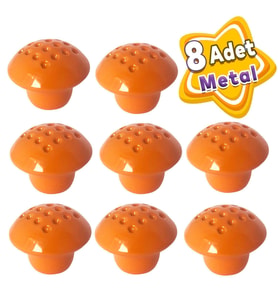 8 Adet Turuncu Noktalı Mantar Düğme Kulp Çocuk Bebek Mobilya Çekmece Dolap Kapak Kulbu Metal Kulp Aksesuarları Vidalı
