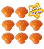 8 Adet Turuncu Noktalı Mantar Düğme Kulp Çocuk Bebek Mobilya Çekmece Dolap Kapak Kulbu Metal Kulp Aksesuarları Vidalı