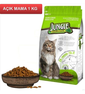 Jungle Tavuklu Balıklı Kedi Maması 1 kg AÇIK