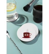 Kahve Tasarımlı Ahşap Bardak Altlığı