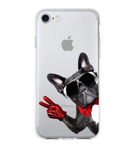 PrintiFy Apple  iPhone 7 ile Uyumlu 1mm Slim Fit Köpek 2 050e Baskılı Şeffaf  Kılıf