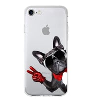 PrintiFy Apple  iPhone 7 ile Uyumlu 1mm Slim Fit Köpek 2 050e Baskılı Şeffaf  Kılıf