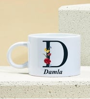 Kişiye Özel Baş Harf Ve İsim Soyisim Tasarımlı Porselen Kupa Nescafe Fincanı