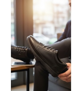 Enoch Hakiki Deri Siyah Tek Parça Görünümlü Erkek Sneaker Ortopedik Taban