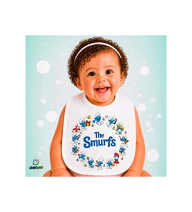 Şirinler Keten Bebek Mama Önlüğü – Yumuşak, Emici, Yıkanabilir, Özel Tasarım P188