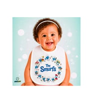 Şirinler Keten Bebek Mama Önlüğü – Yumuşak, Emici, Yıkanabilir, Özel Tasarım P188