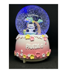 Panda Işıklı Müzikli Otomatik Kar Püskürtmeli Mega Boy Kar Küresi (16 cm x 12 cm)