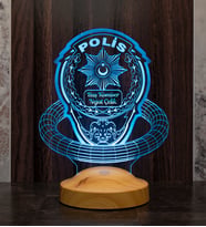 Polise Hediye, Polis Temalı Kişiye Özel 3D Led Lamba, Polis Haftası Hediyesi, Türk Polisi Komiser Hediyesi, Emniyet Mensuplarına Özel Hediye
