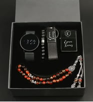Özel Kutuda Kişiye Özel Siyah Zippo Çakmak& Siyah Anahtarlık& Spectrum Siyah Silikon Kordon Dijital Erkek Kol Saati& Siyah Boncuklu Bileklik& Kahve Renk Detaylı Tespih Hediye Seti