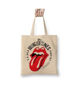 Rolling Stones Beyaz Bez Çanta Uzun Saplı Alışveriş Çantası Plaj Çantası