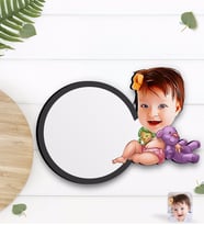 BK Gift Kişiye Özel Bebek Karikatürlü Ahşap Bardak Altlığı-2