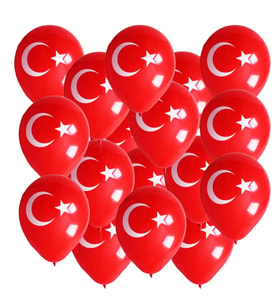 Bayrak Balon Türk Bayraklı Baskılı Balon Bayram Süsü - 10 Adet