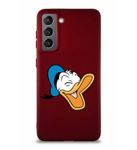 Samsung Galaxy S21 Soft Premier Kapak Donald Duck-E Tasarımlı Silikon Kılıf - Mürdüm (Şeffaf)