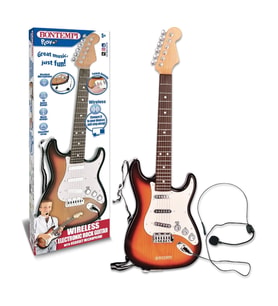 Bontempi Kafa Mikrofonlu Elektronik Rock Gitar Bluetooth Bağlantılı, 10 Demo Şarkılı ve Gerçek Metal