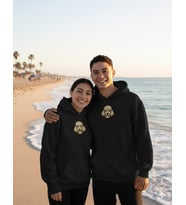 Sevgililer Günü Özel Poodle Figürlü Unisex Siyah Hoodie – Patili Aşk Temalı Kapüşonlu Sweatshirt