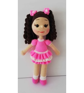 Sevimli Pembiş Bebek Amigurumi Organik Oyuncak