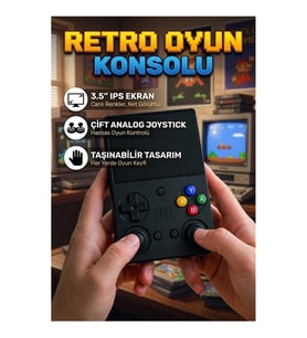 3.5 İnç IPS Ekranlı 64GB Retro Oyun Konsolu Çift Analog Joystick Taşınabilir El Konsolu