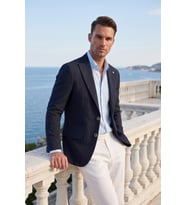 DeepSEA Erkek Slim Fit Likralı Siyah Blazer Ceket – Gofre Dokulu Esnek Çift Düğmeli Spor Ceket 2600813