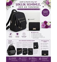 Şık & Fonksiyonel Sırt Çantası – Çok Bölmeli Günlük Kullanım Çanta ve Cüzdan Seti