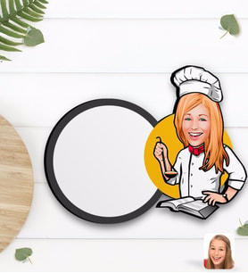 BK Gift Kişiye Özel Kadın Chef Karikatürlü Ahşap Bardak Altlığı-12