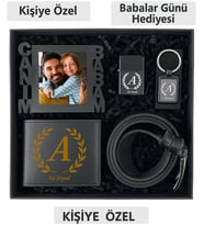 Kişiye  Özel Canım Babam Masaüstü Çerçeve Erkek Cüzdan Metal Çakmak Lüx Anahtarlık Ve Kemer