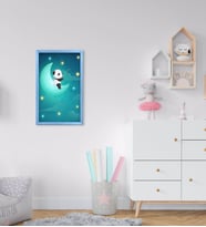 BK Home Panda Tasarımlı Dekoratif Mavi Ahşap Çerçeveli Çocuk Odası Tablo-1