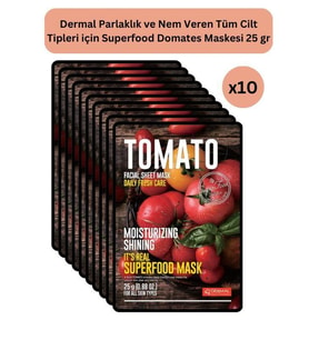 DERMAL Parlaklık  ve Nem Veren Domates Maske 25 gr 10 Adet