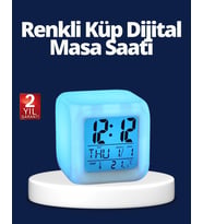 Renk Değiştiren Led Alarmlı Dijital Küp Masa Saati
