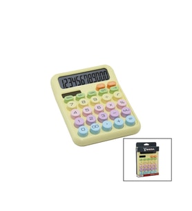PİLLİ - GÜNEŞ ENERJİLİ DAKTİLO TUŞ MODEL=RENKLİ 12 HANELİ HESAP MAKİNESİ 16X12X2CM 162GR (5343)
